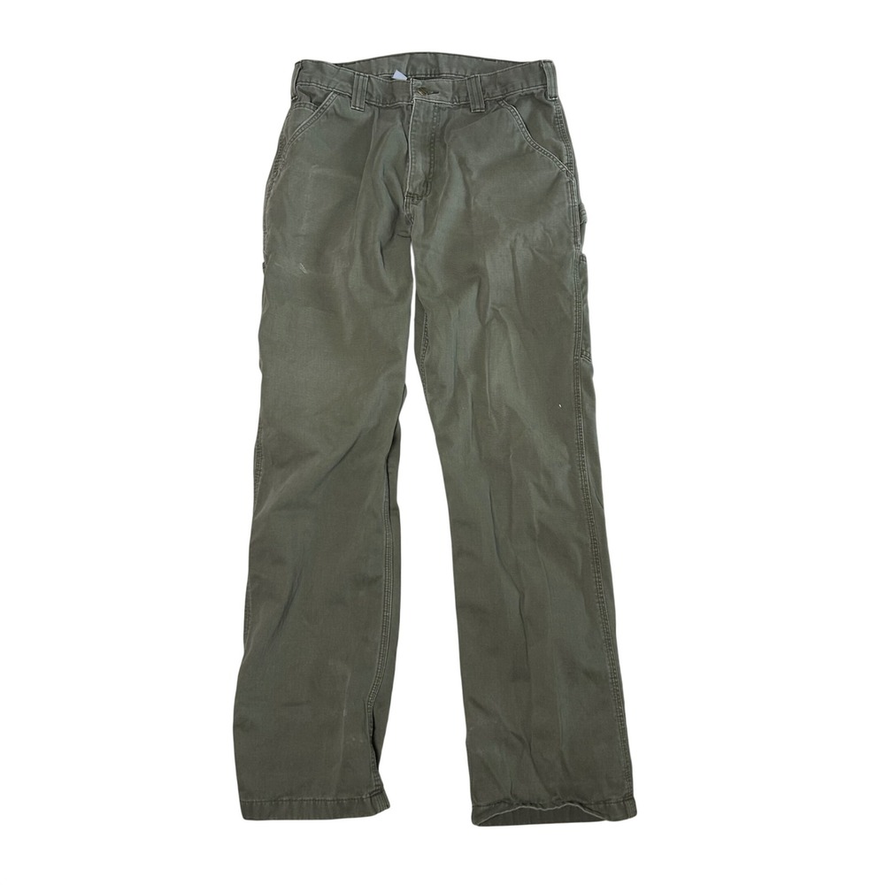 Carhartt Carpenter Work Pants Mens 32x34 Moss Green Canvas Utility - Picture 2 of 11